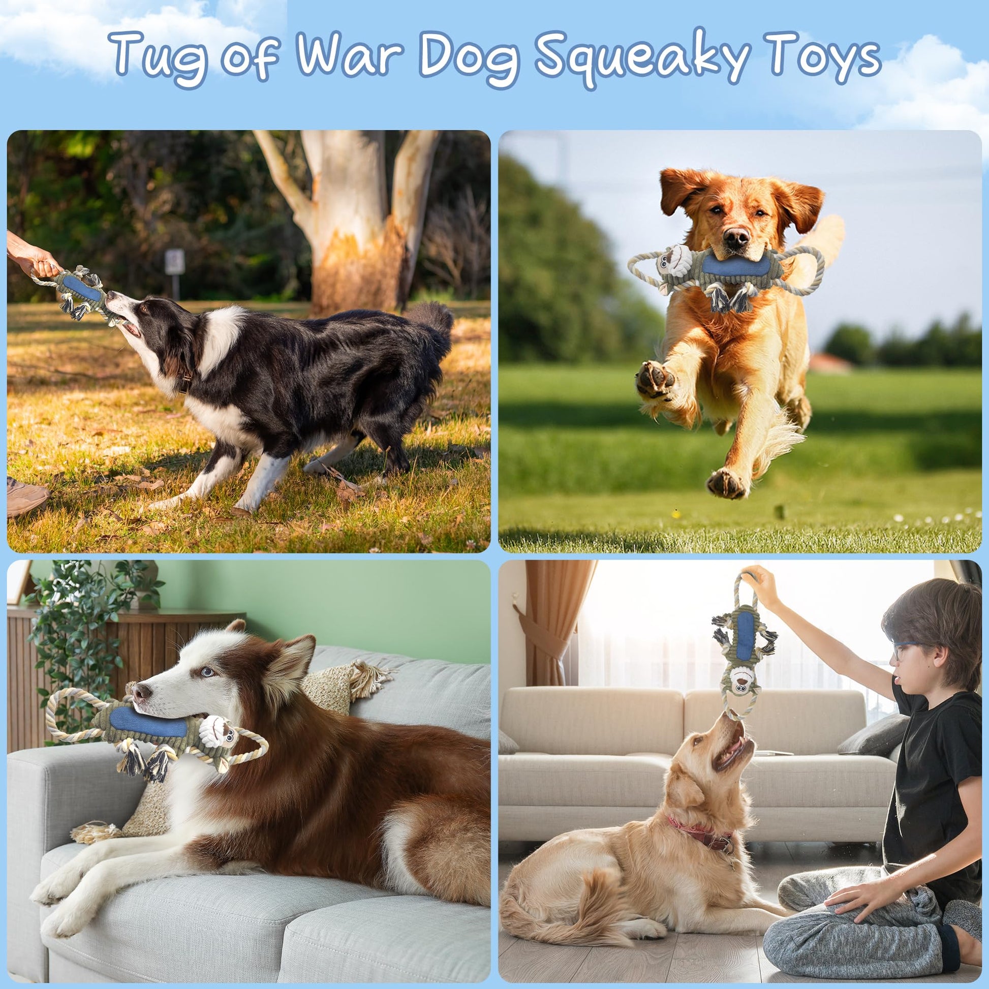 BUYPOW Dog Toys for Large Dog Plush Squeaky Medium Small Dog Toys