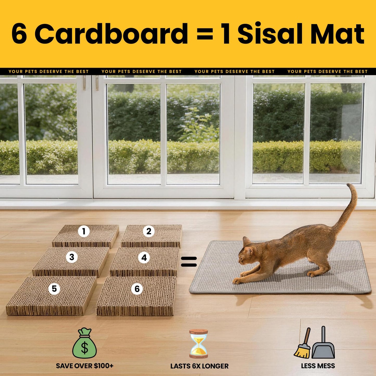 Cat Scratcher Mat,Natural Sisal Cat Scratch Pad with Hook&Loop Pad