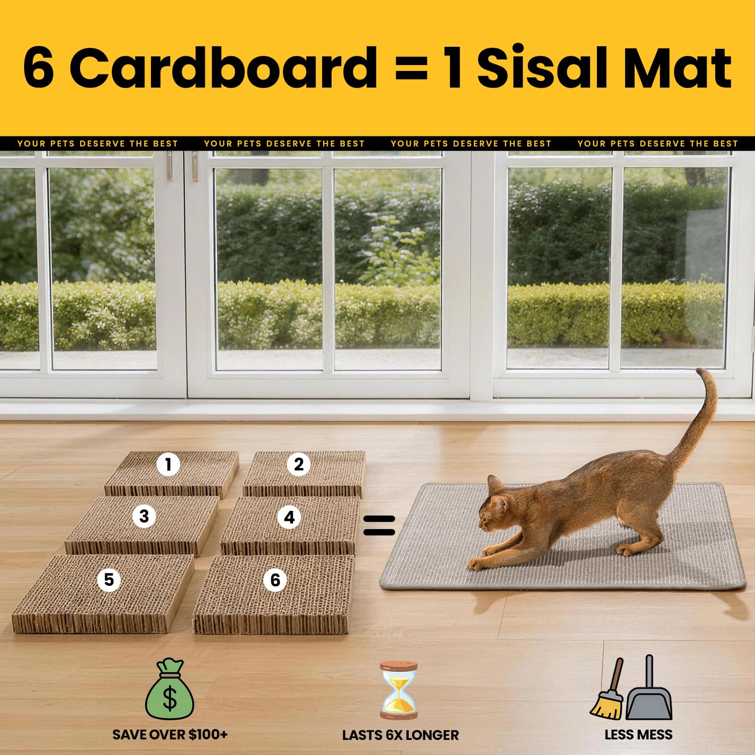 Cat Scratcher Mat,Natural Sisal Cat Scratch Pad with Hook&Loop Pad
