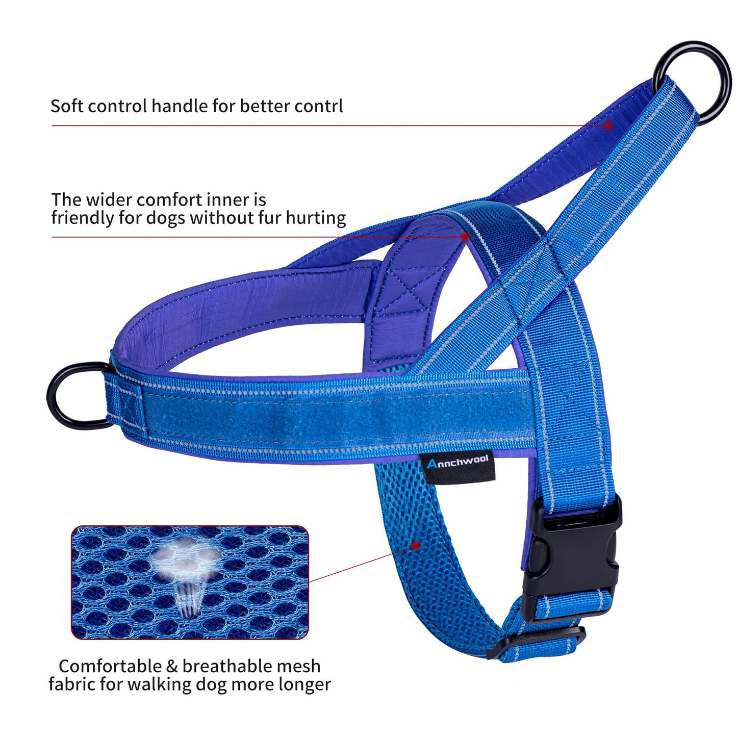 Annchwool No Pull Dog Harness with Soft Padded Harness