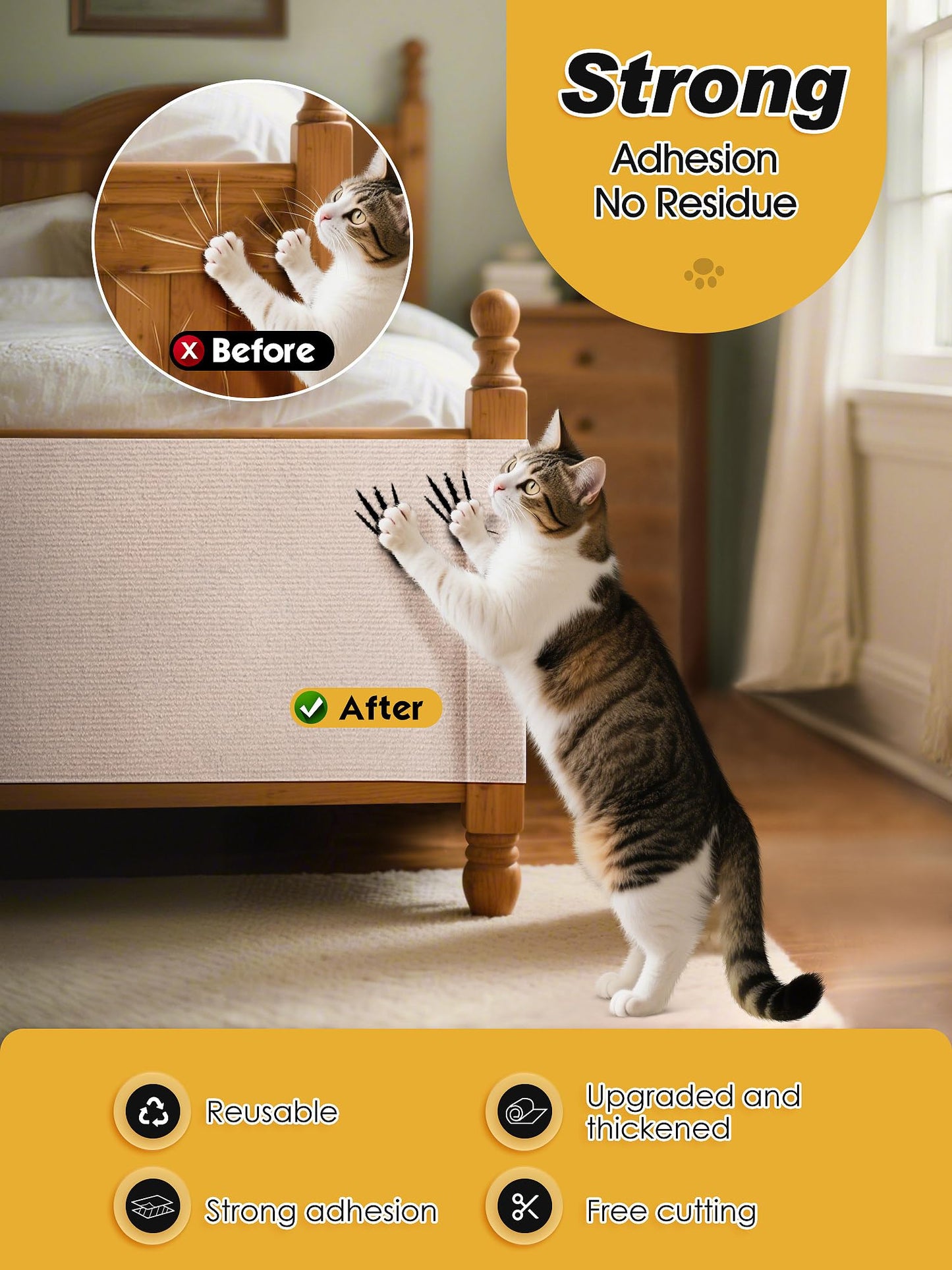 Minyii x15.8" Cat Scratch Mat, Trimmable Self-Adhesive Carpet, Pads