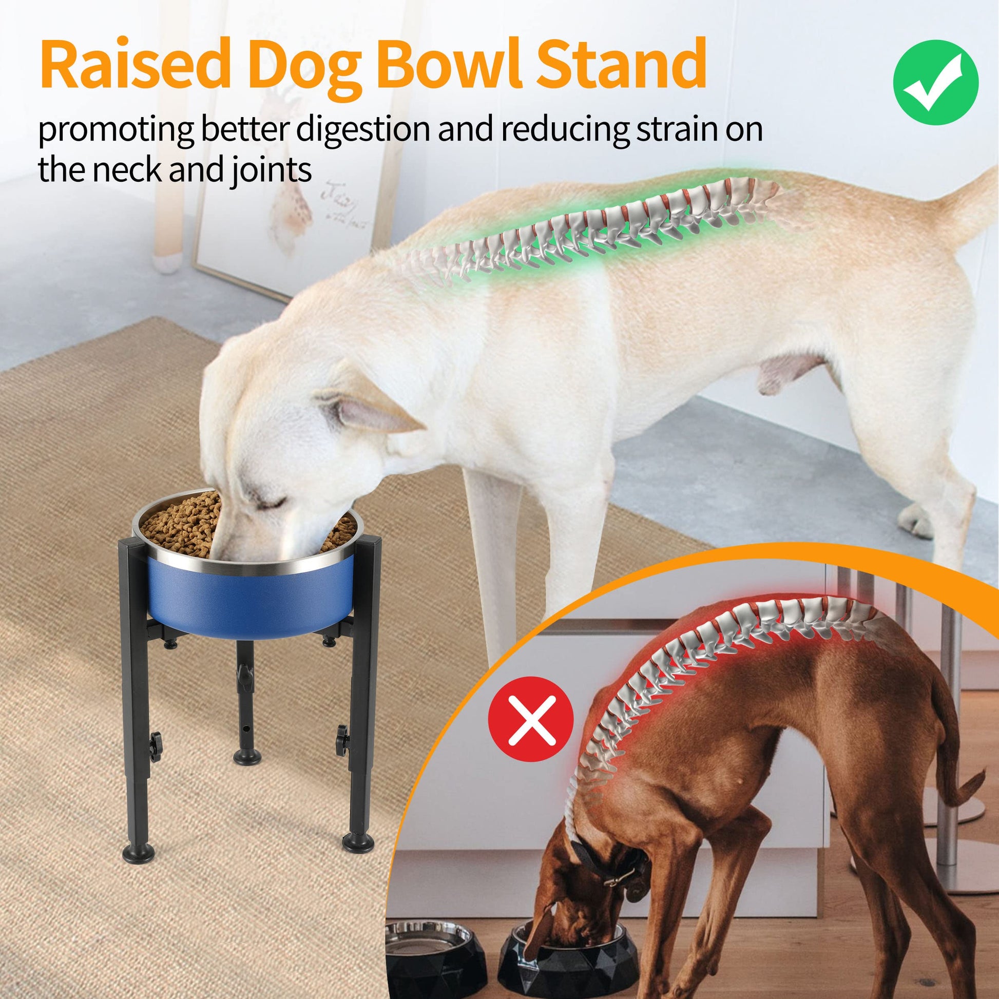 PROERR Single Dog Bowl Stand,Tall Dog Food Stand Adjustable Wide Bowl