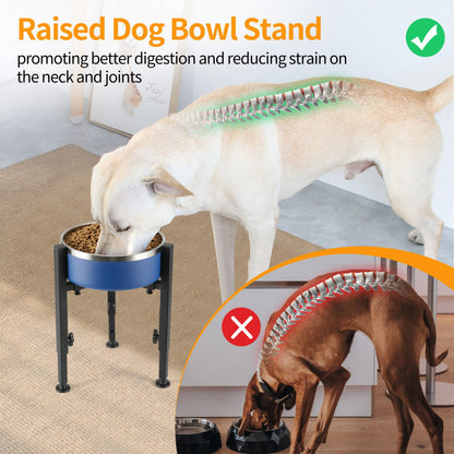 PROERR Single Dog Bowl Stand,Tall Dog Food Stand Adjustable Wide Bowl