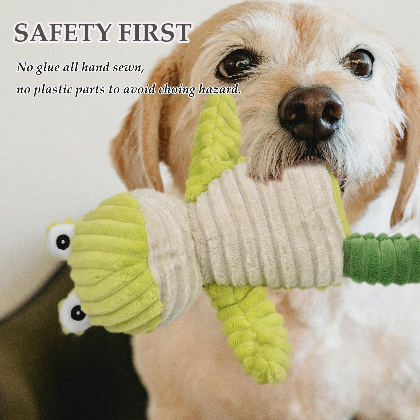 LECHONG 5 Pack Tough Dog Toys Stuffed Squeaky Dog Toys Plush