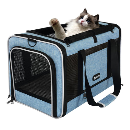 GAPZER Cat Carrier 18 x 11 x 11 Top Loading Soft-Sided Pet Travel Bag