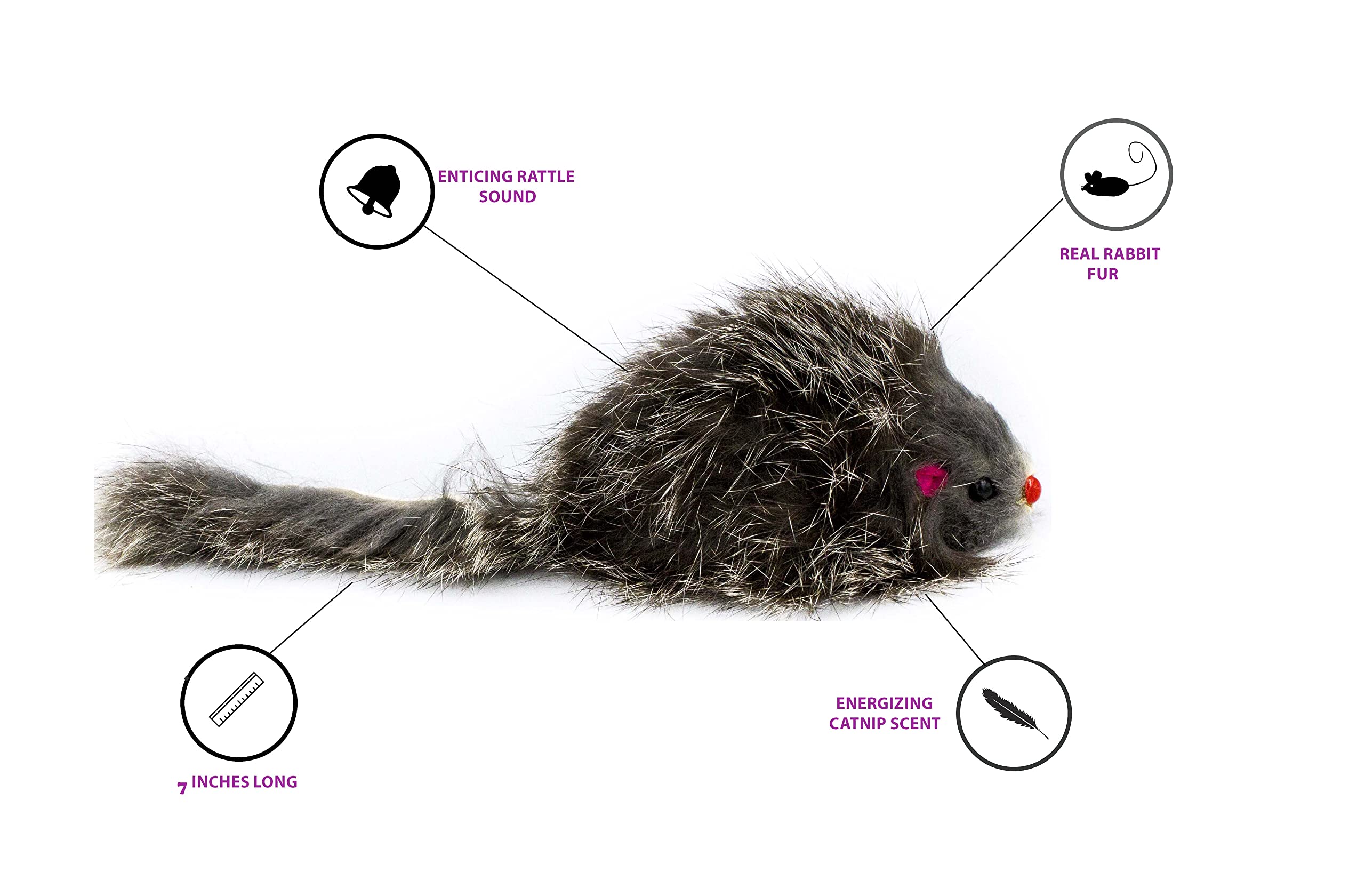AXEL PETS 10 Giant Furry Mice with Catnip and Rattle Sound Made Catnip
