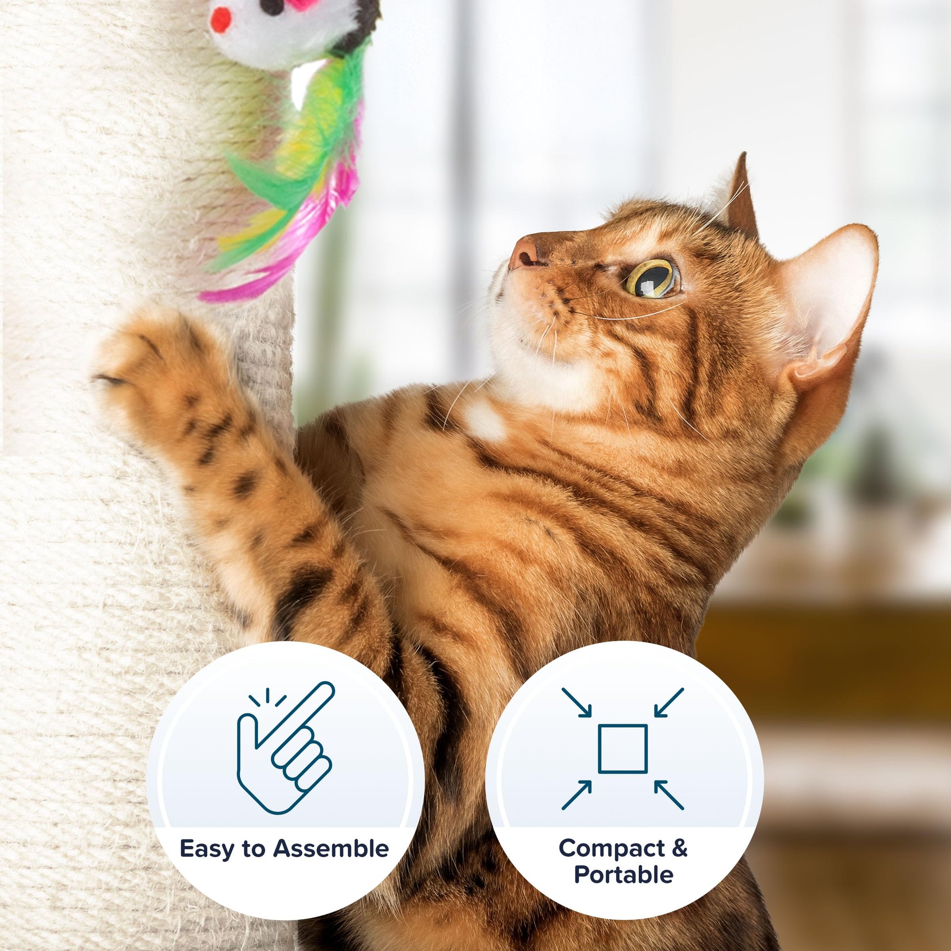 PETMAKER Cat Scratching Post Tall Scratcher for Cats and Kittens Mouse