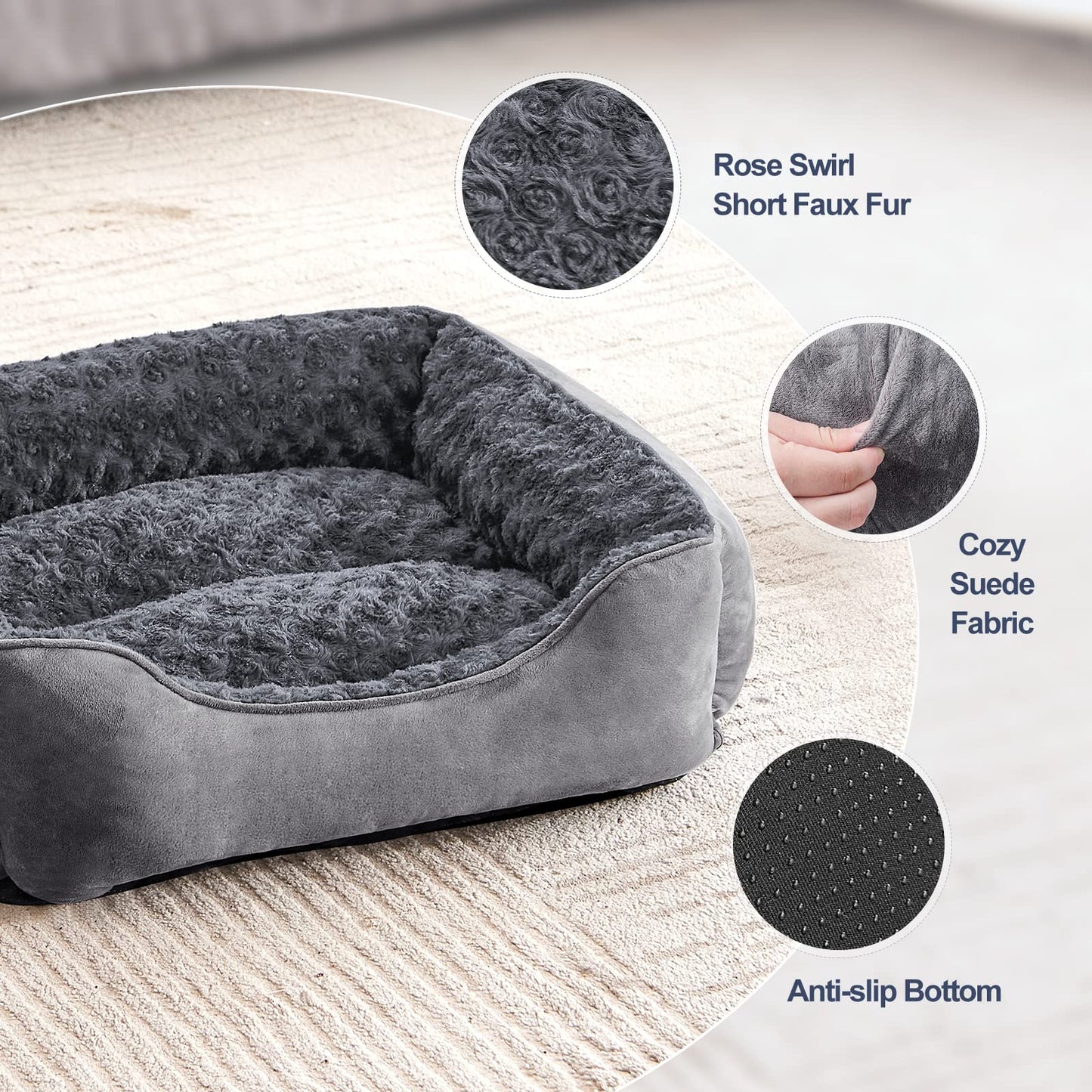 JOEJOY Rectangle Dog Bed for Large Medium Small Dogs Washable Bed