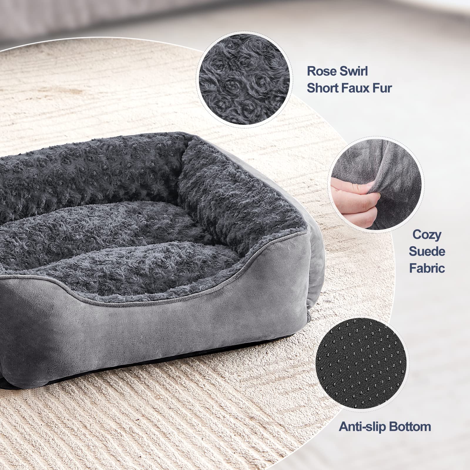 JOEJOY Rectangle Dog Bed for Large Medium Small Dogs Washable Bed