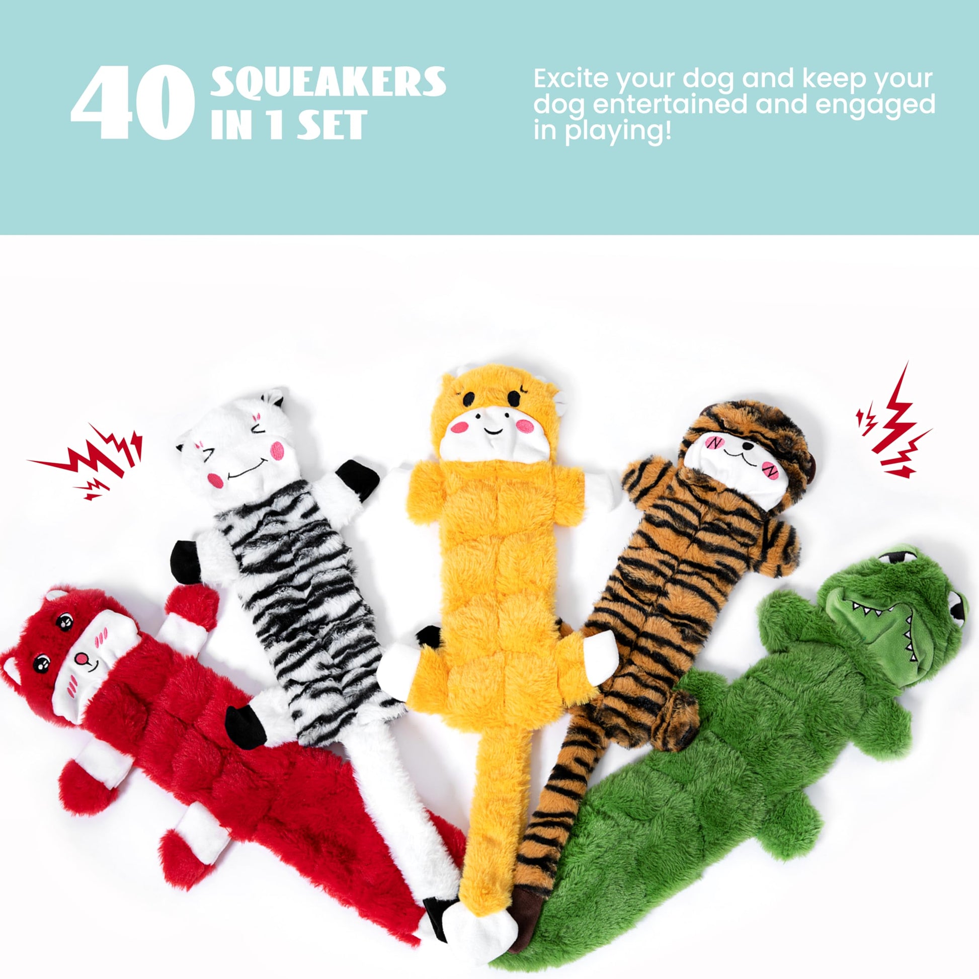 Nocciola 5 PCS No Stuffing Crinkle Dog Squeaky Toys, Durable Dog Toys