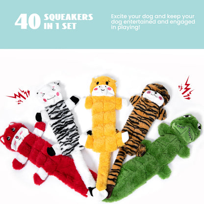 Nocciola 5 PCS No Stuffing Crinkle Dog Squeaky Toys, Durable Dog Toys