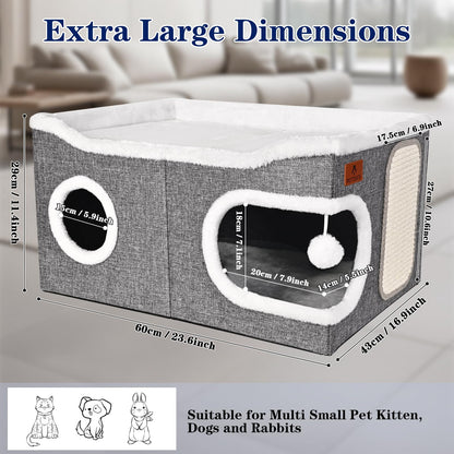 Extra Large Cat Beds for Indoor Cats, Covered Cat Cave Beds Furniture