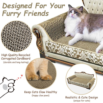 INRLKIT Luxury Cardboard Cat Scratcher Sofa Bed, Couch Shaped Bed