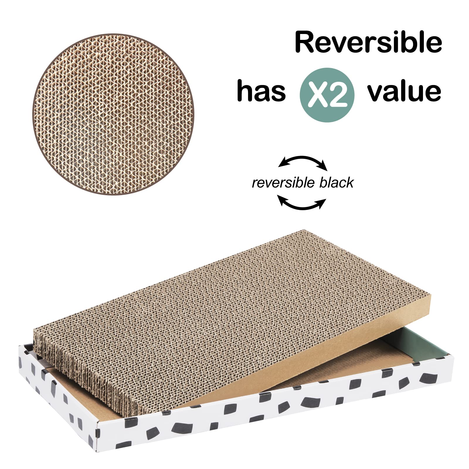 PAWSFANS Cat Scratcher Cardboard Scratch Pad with Box,Durable Bed