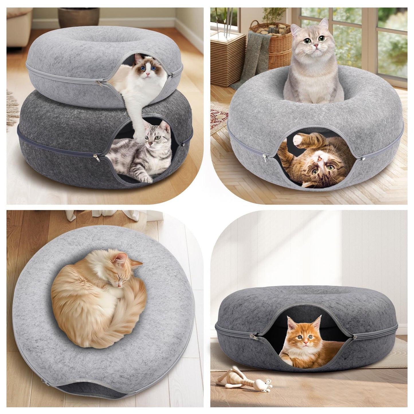 Cat Caves for Indoor Cats, Large Cat Tunnel for Multiple Bed