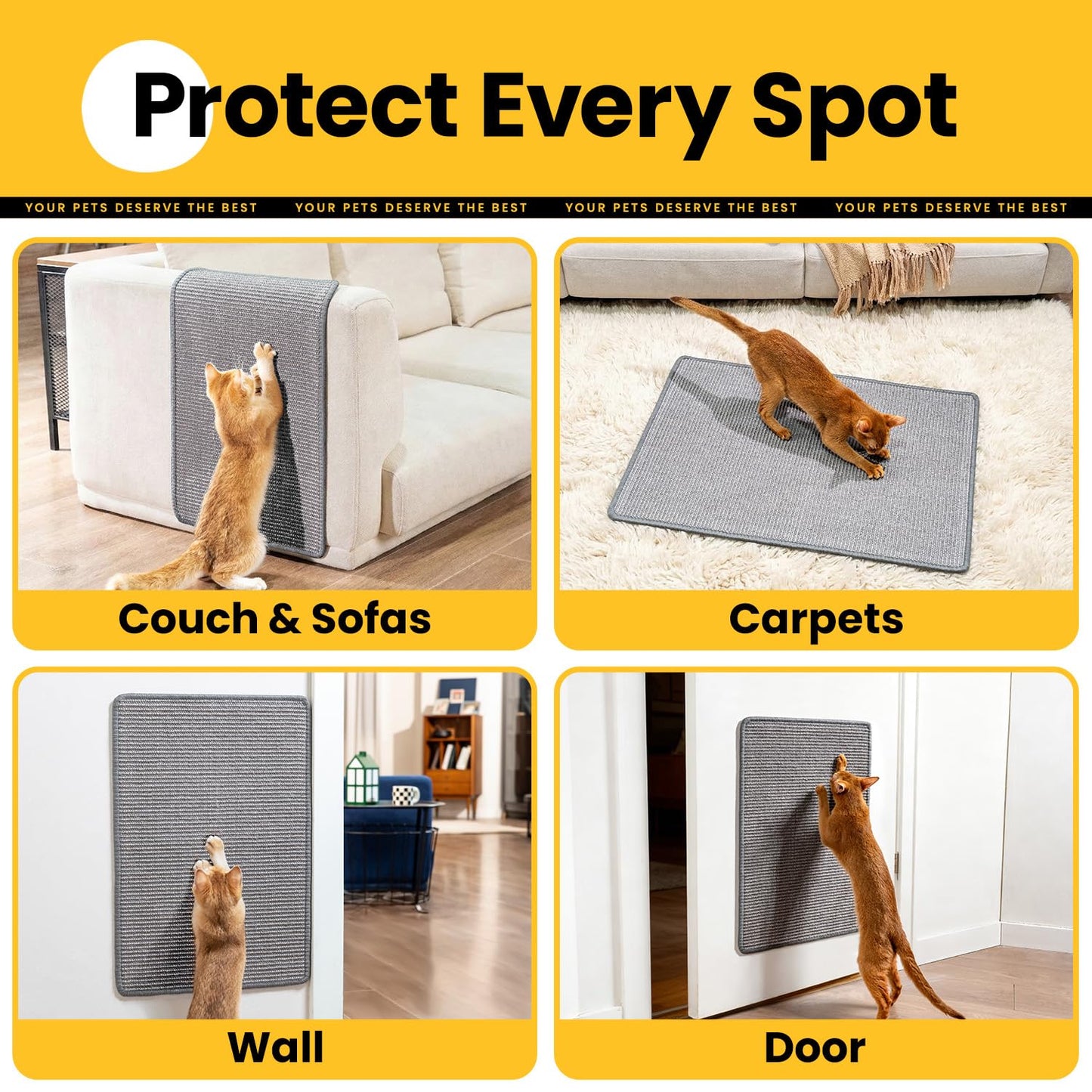 Conlun Extra Large Cat Scratcher Mat (27.5" x 35.4"), Natural Pad