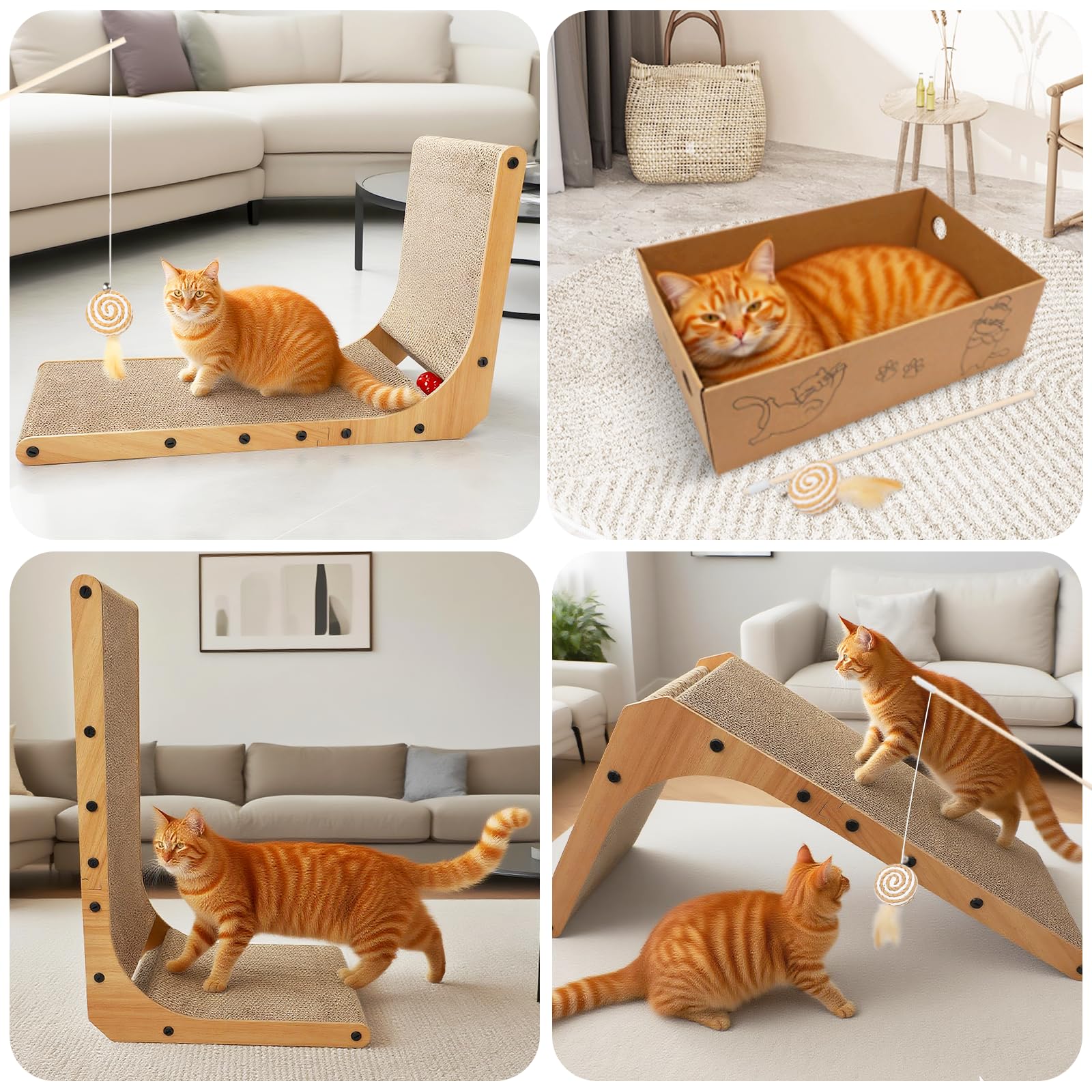 Goosheep L-Shaped Cat Scratcher 2-in1 Scratching Board for Posts