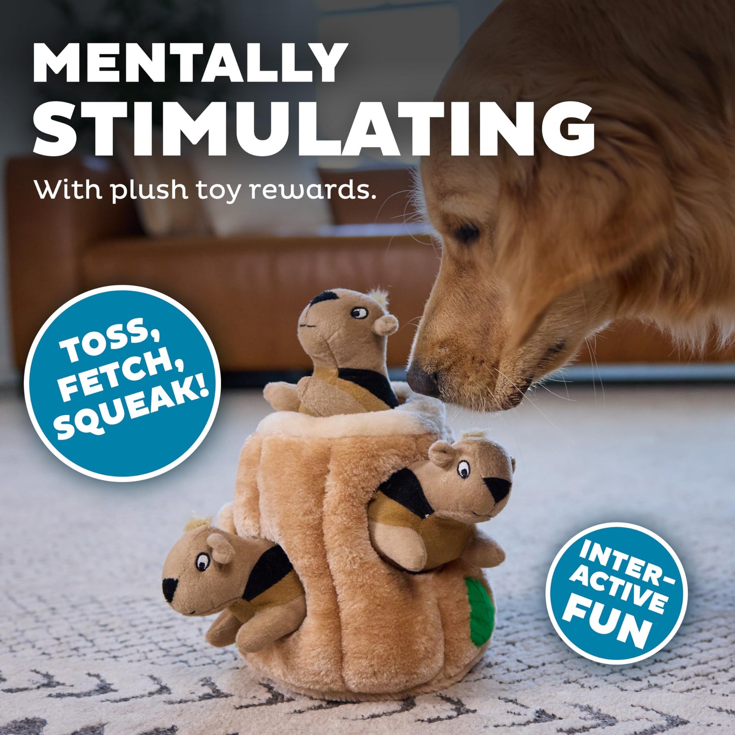 Outward Hound Hide-A-Squirrel Dog Toy Interactive 2‑in‑1 Plush Puzzle