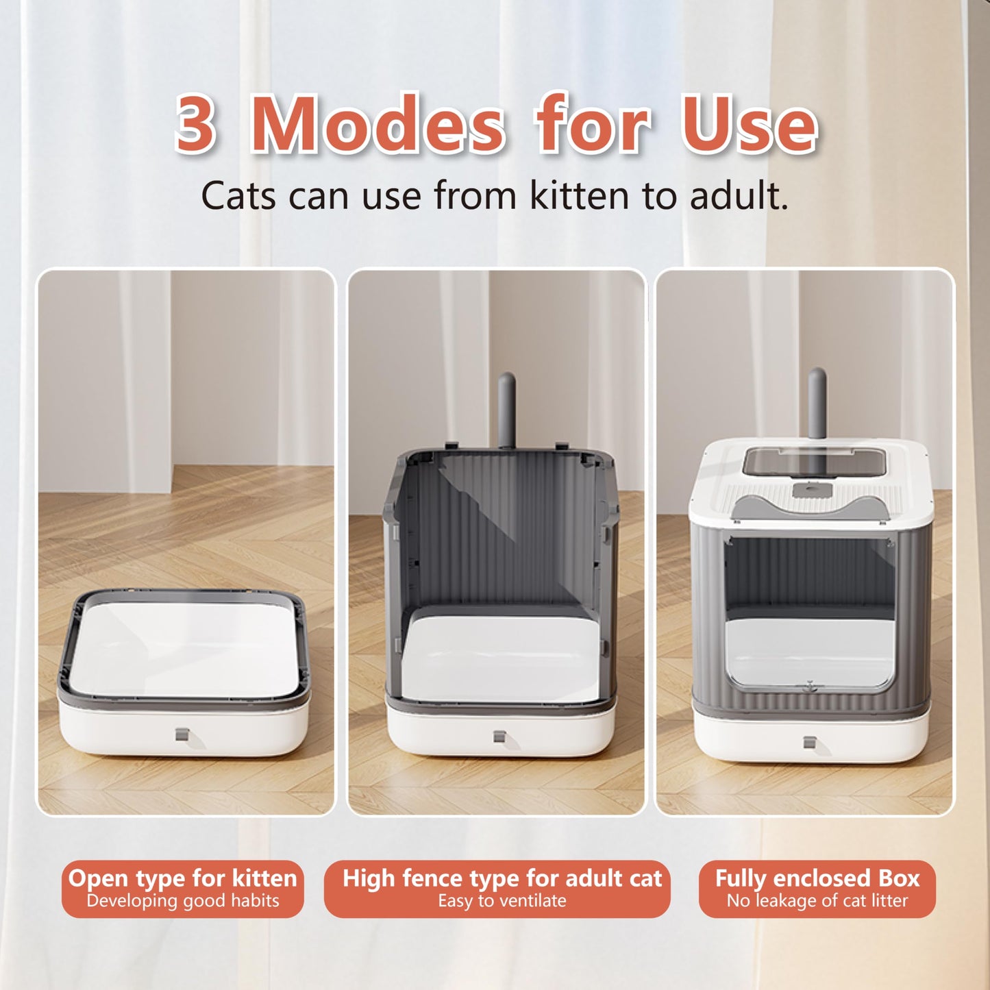 Upgraded Fully Enclosed Cat Litter Box with Lid, Covered Cat Box