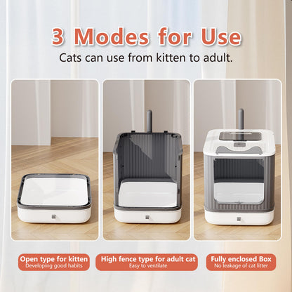 Upgraded Fully Enclosed Cat Litter Box with Lid, Covered Cat Box