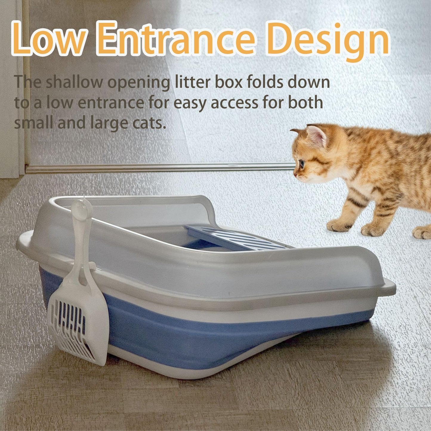 Collapsible Kitten Litter Box, Open Small Cat Litter Box