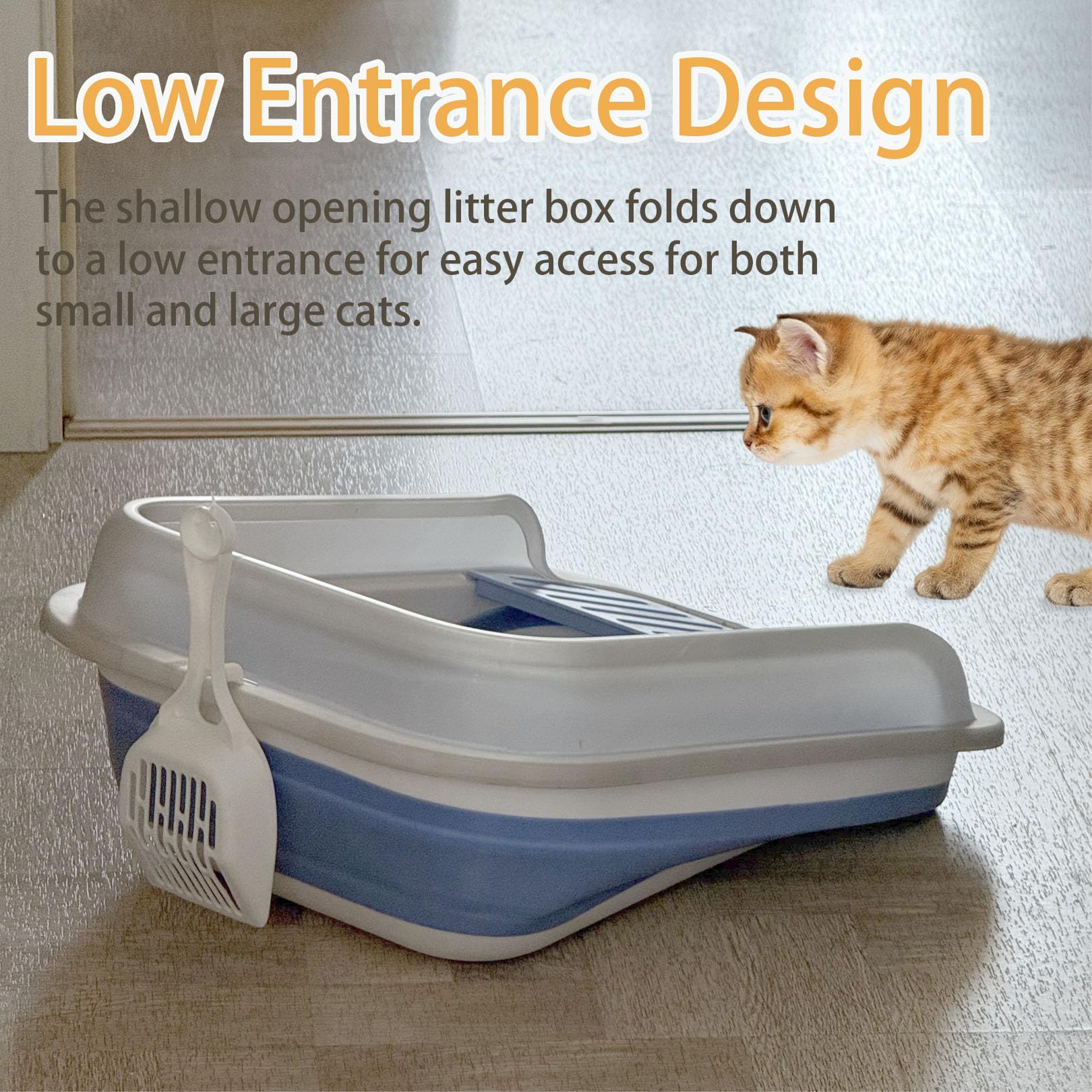 Collapsible Kitten Litter Box, Open Small Cat Litter Box