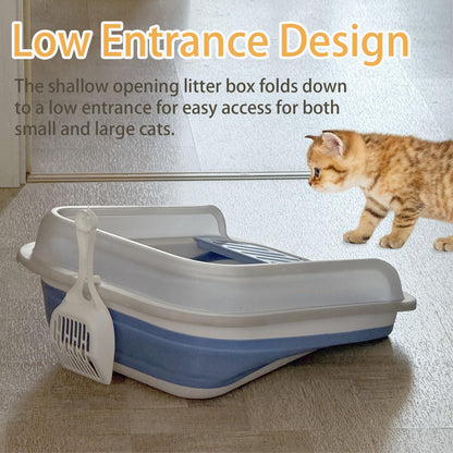 Collapsible Kitten Litter Box, Open Small Cat Litter Box