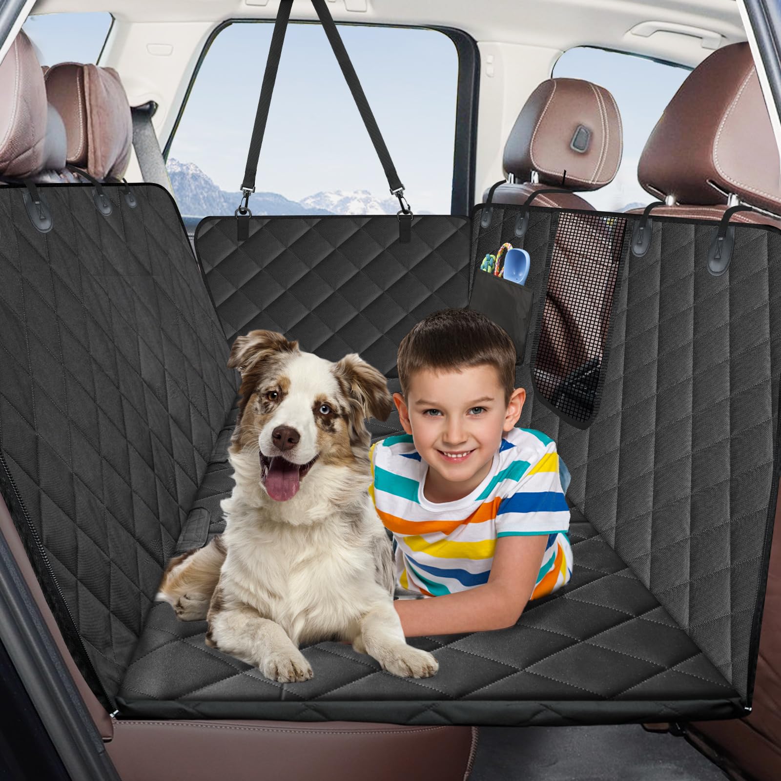 Kytely Back Seat Extender for Dogs,Hard Bottom Dog Car Seat Cover