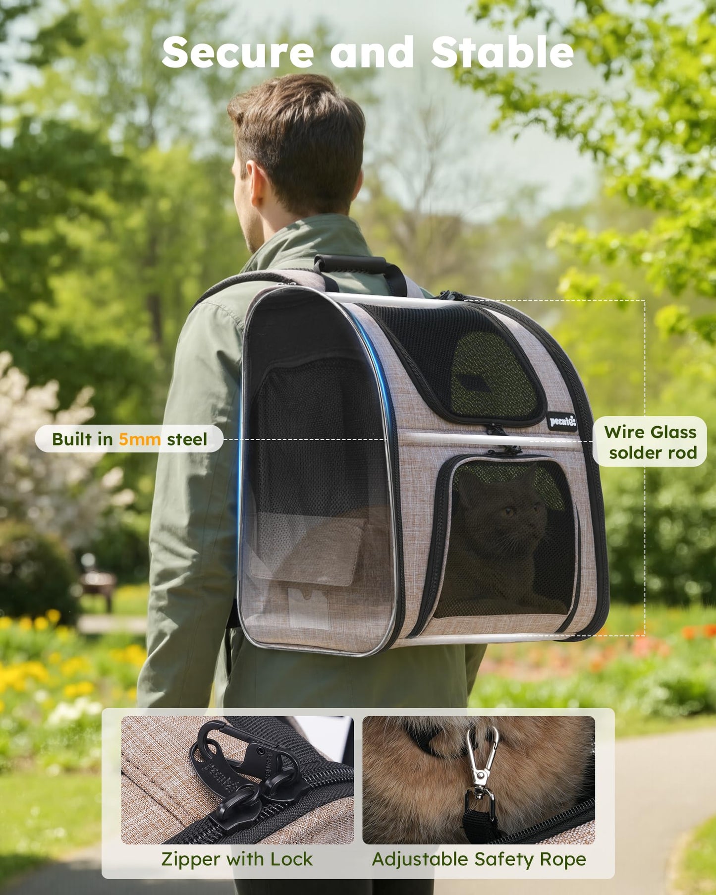 Pecute Cat Backpack Carrier Expandable, Pet Backpack