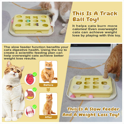 KADTC Cat Enrichment Toys, 3 Ways to Play, Large Size, Track Balls