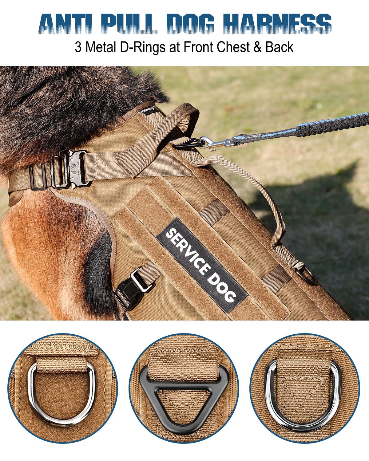 Tactical Dog Harness PETNANNY Service Dog Vest for Large Dogs Hook