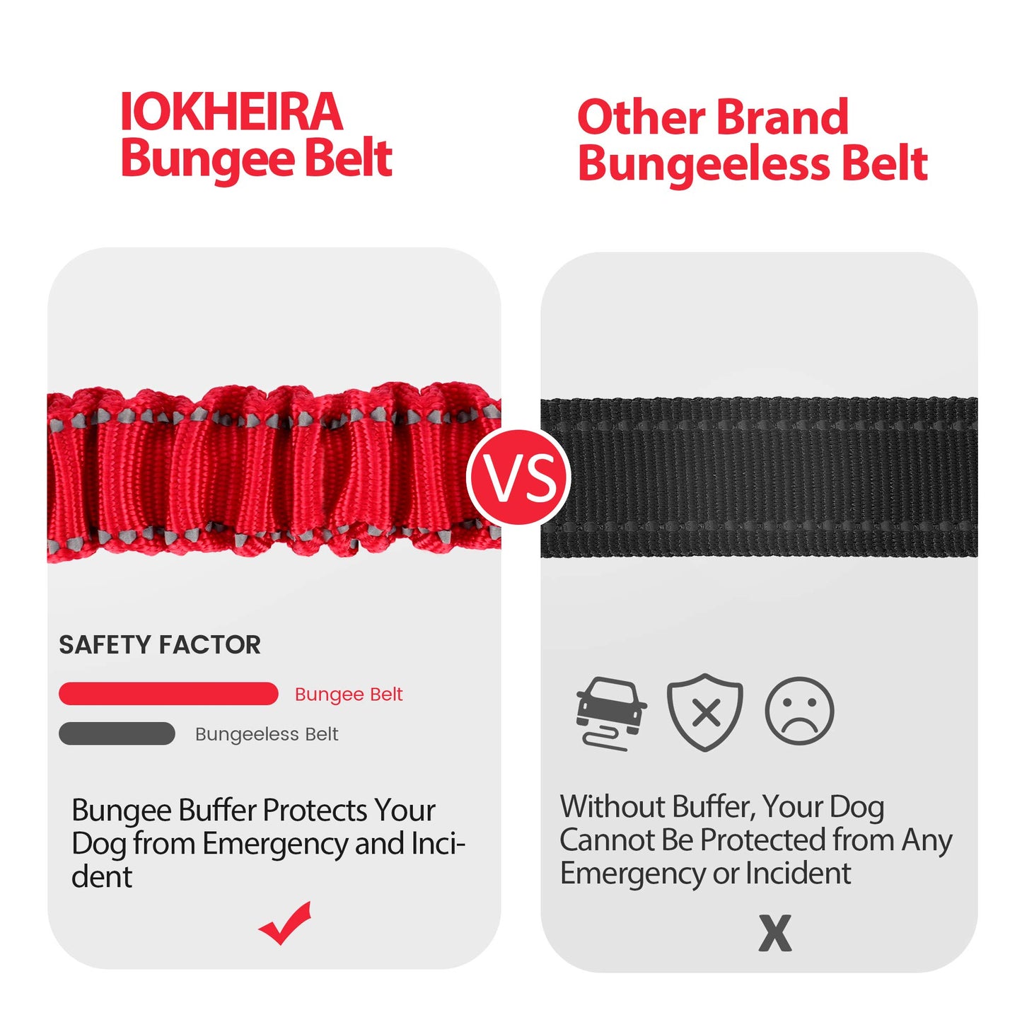 IOKHEIRA Dog Seatbelt, Updated Dog Seat Belt, Reflective Bungee Seat