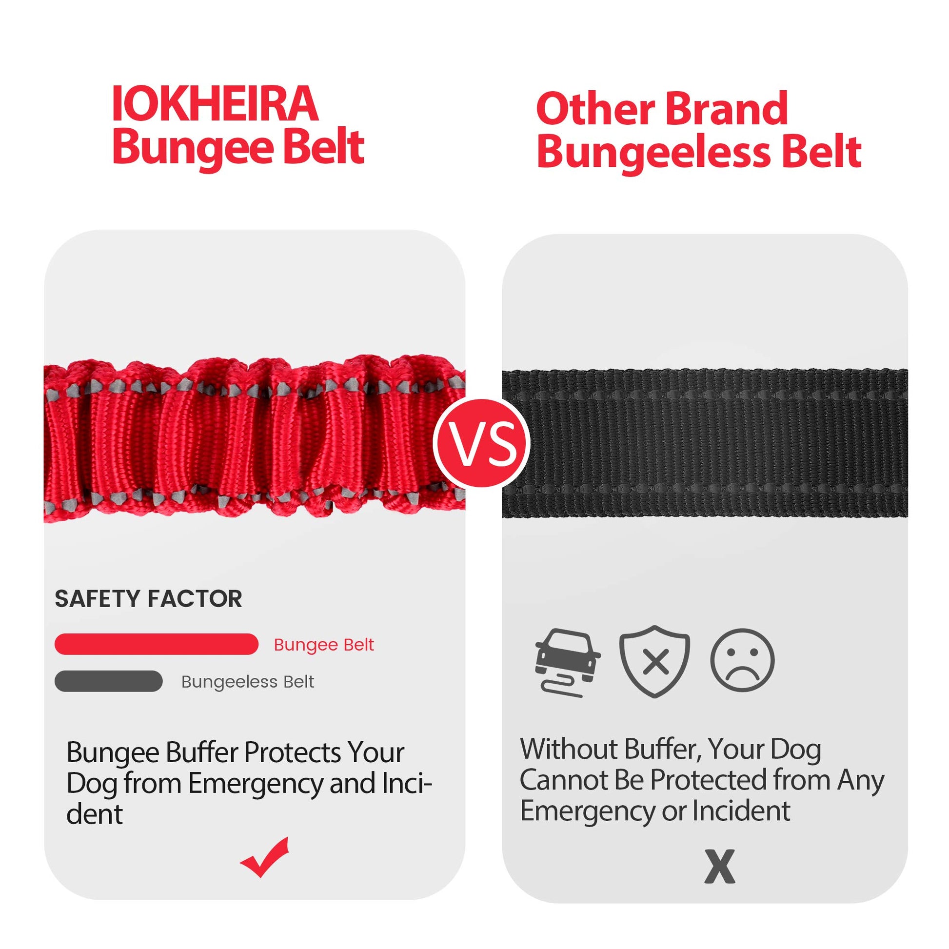 IOKHEIRA Dog Seatbelt, Updated Dog Seat Belt, Reflective Bungee Seat