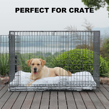 Bedfolks Plush Dog Crate Bed, Waterproof Washable Faux Fur Pad Bed