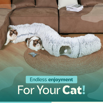 Cat Tunnel Bed for Indoor Cats with Soft Fabric Interior Upgraded Bed