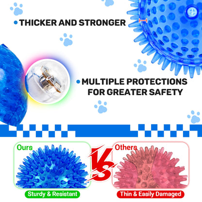 Ousiya 6 Pack 3.5" Up Squeaky Dog Toy Balls, Spiky Dog Balls
