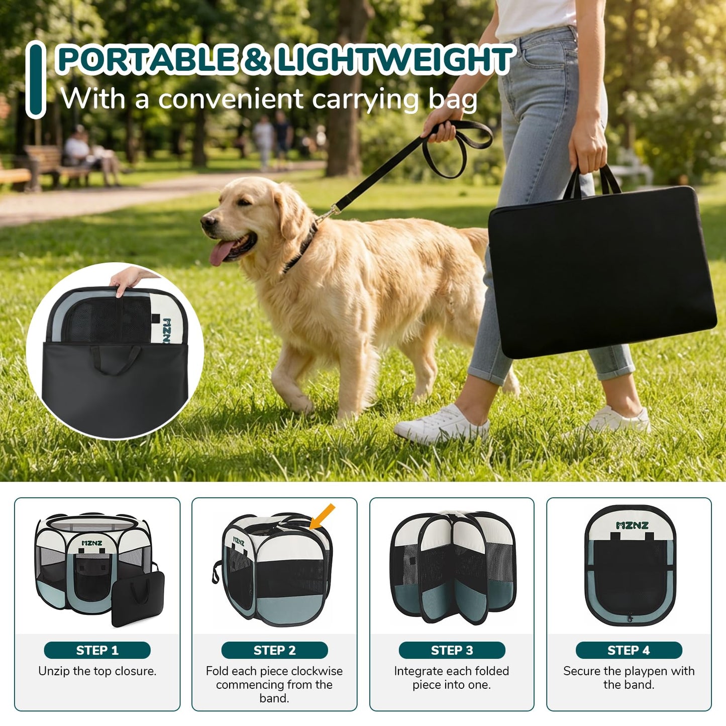 MZNZ Dog Cat Playpen, Portable Small Animal Playpen Crate Enclosure