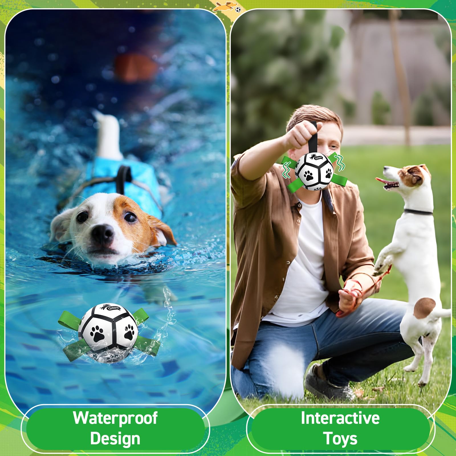 QDAN Dog Toys Balls with Bell Inside, Squeaky Dog Balls for Tug Balls