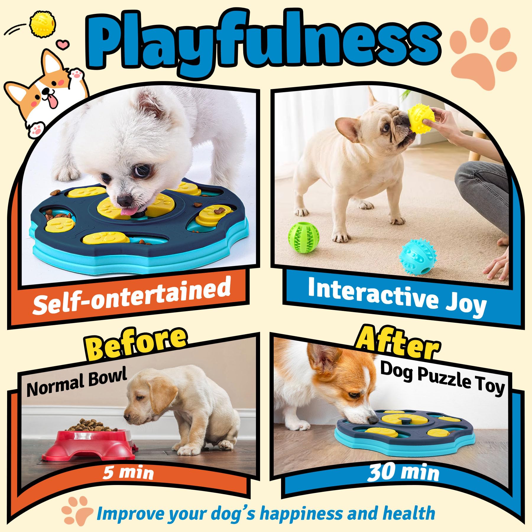 Forfon 9 Pack All-Around Dog Puzzle Toy Set -Mentally Stimulating Set
