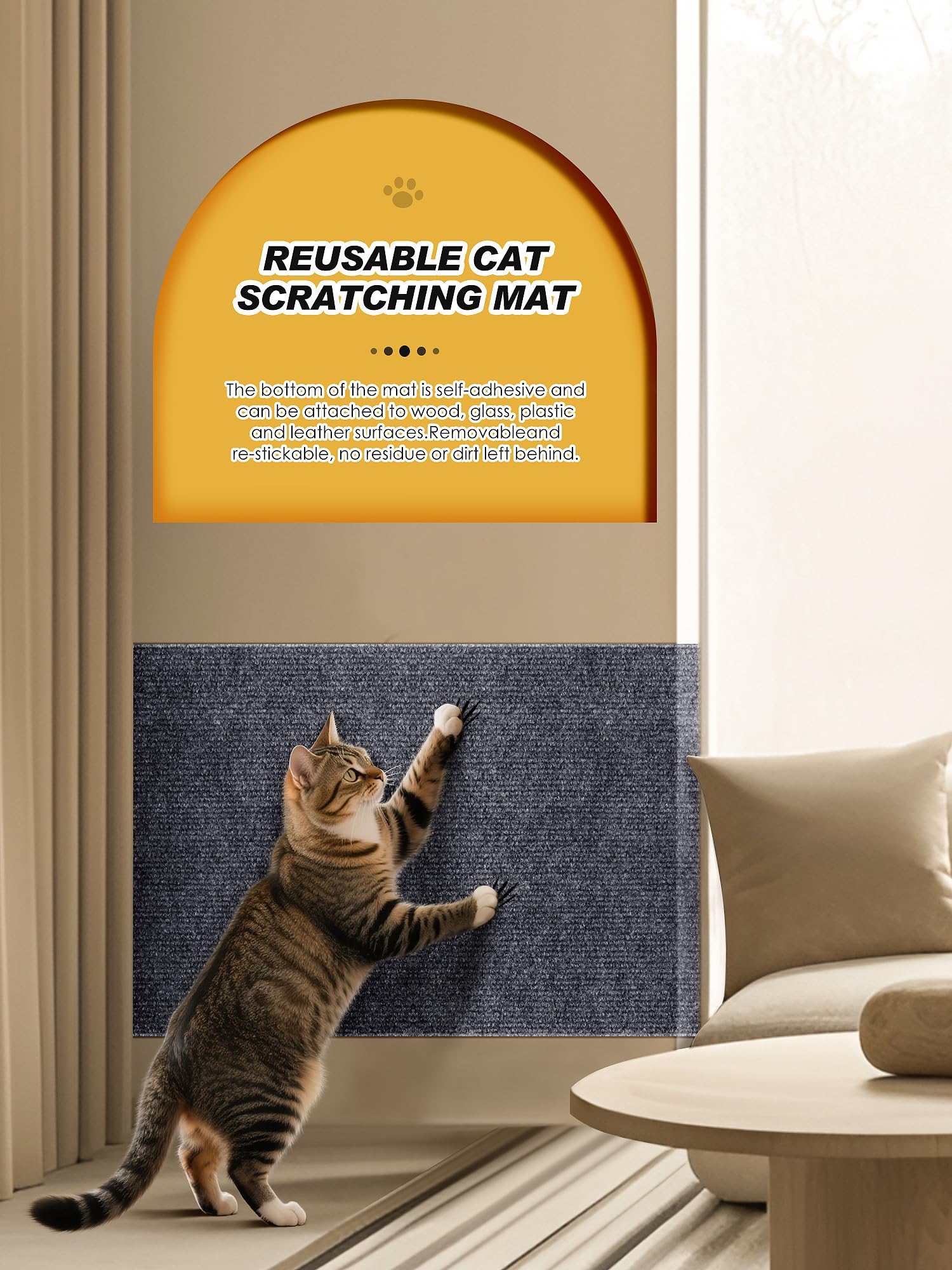TLNNK x15.8" Cat Scratch Mat, Trimmable Self-Adhesive Carpet, DIY Pads