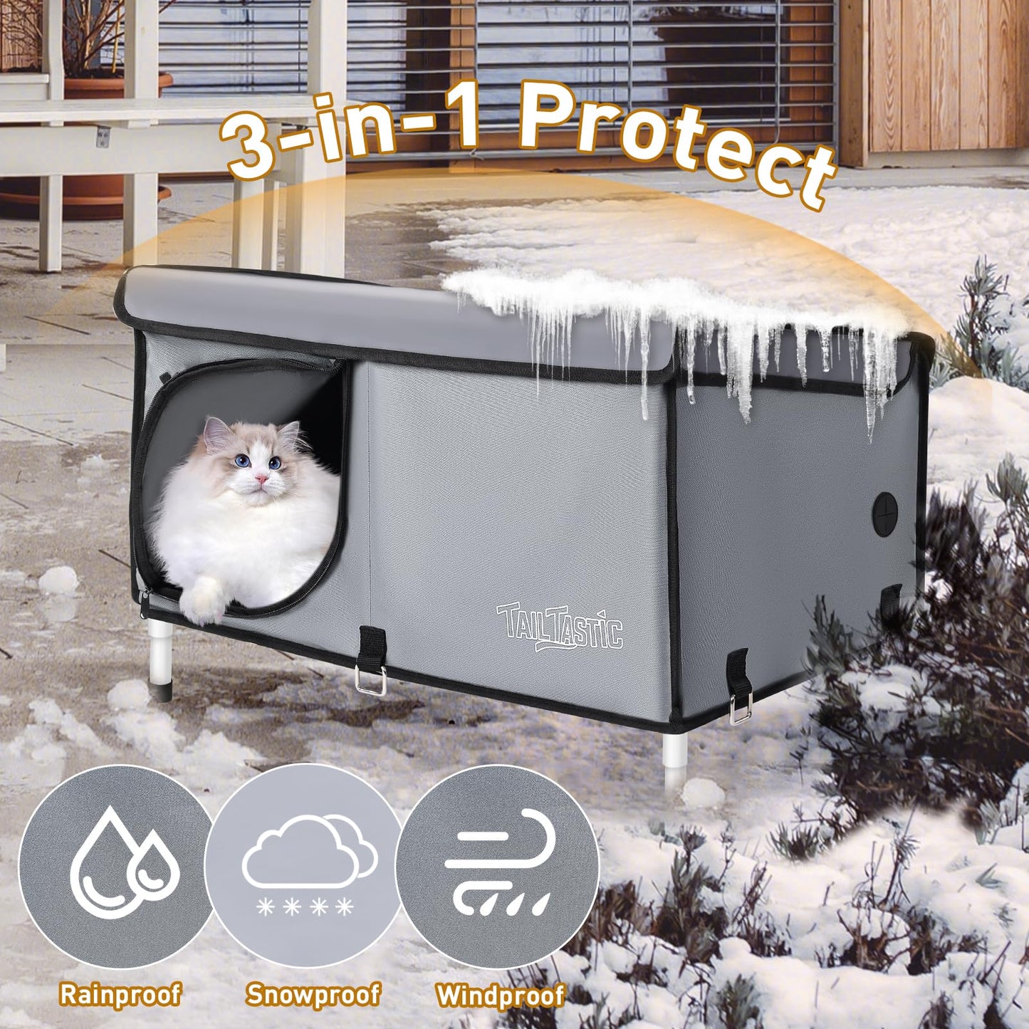 Outdoor Cat House Elevated,Insulated Feral Cat House Outdoor Bed