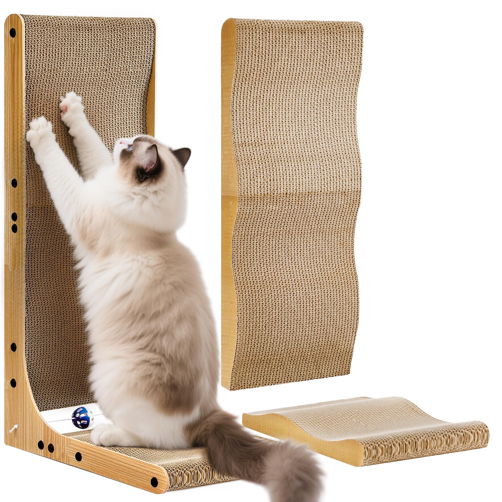 Cat Scratcher with Replacement Cardboard, 27.6" L Shape Wall Catnip