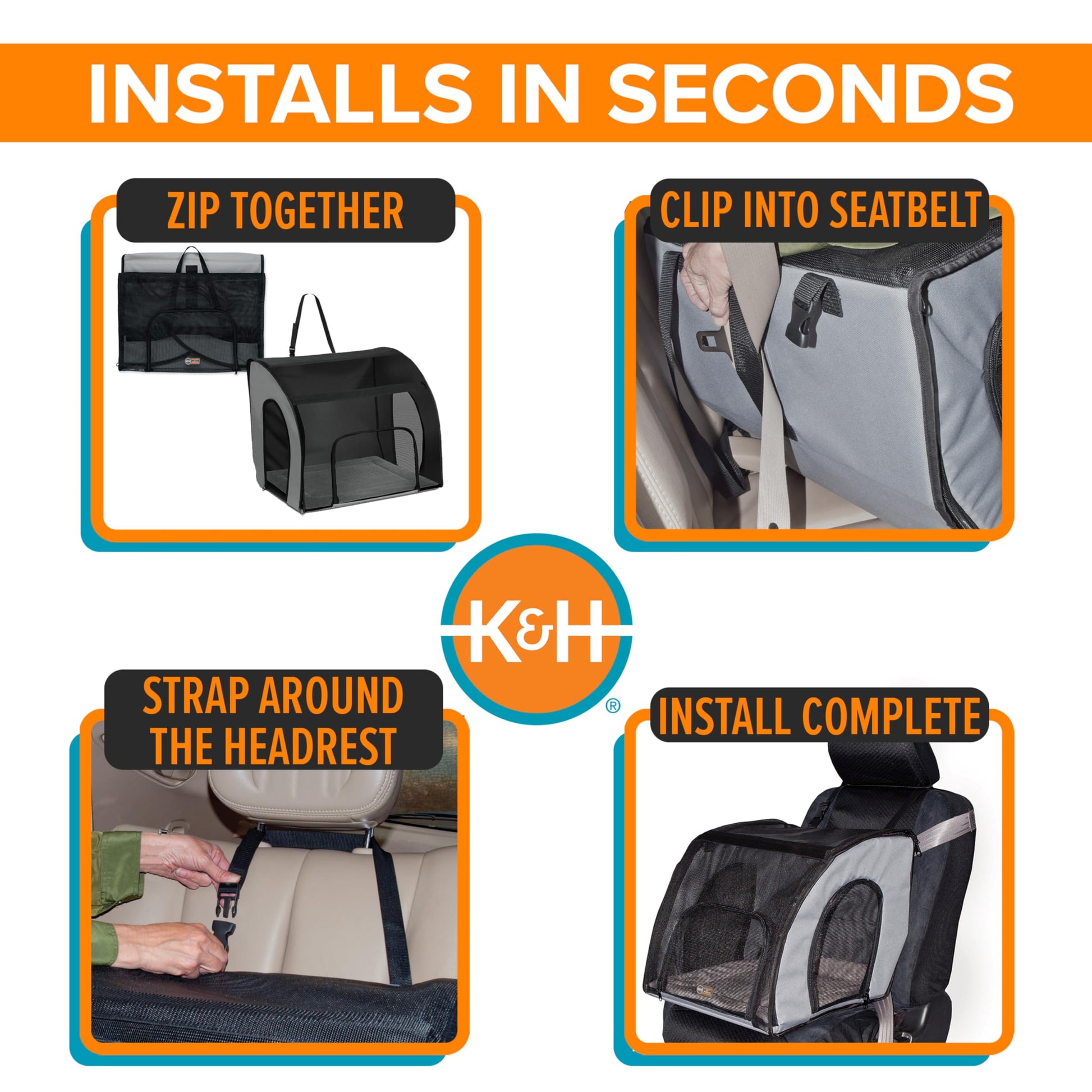 K&H Pet Products Enclosed Large Dog Car Seat, Travel Safety Carrier