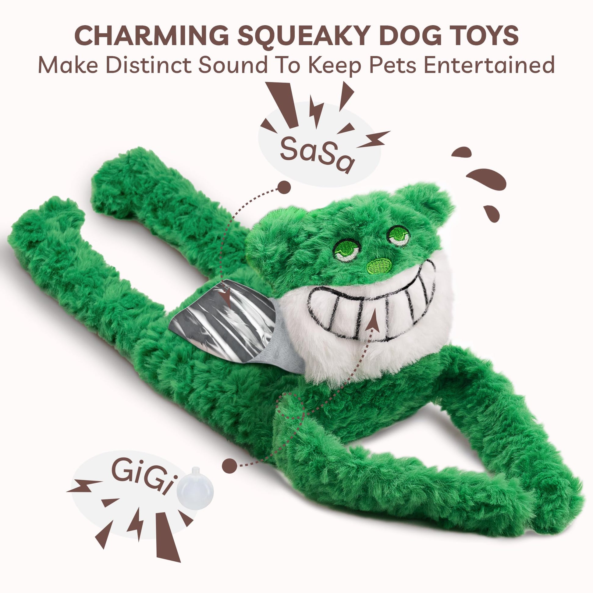SHARLOVY No Stuffing Dog Toys 5 Pack, Crinkle Interactive Dogs Toy