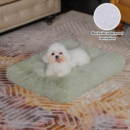 Bedfolks Plush Waterproof Dog Crate Pad, Removable Cover,Faux Crate