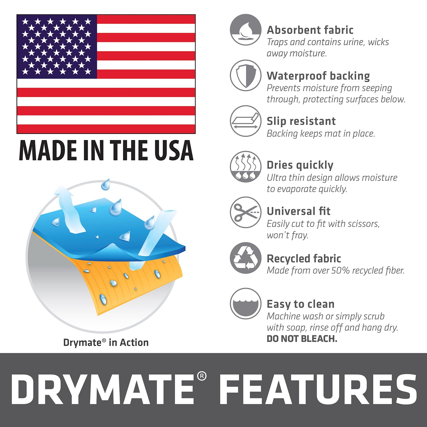 Drymate Dog Crate Mat Liner, Absorbs Urine, Waterproof, Non-Slip Mat