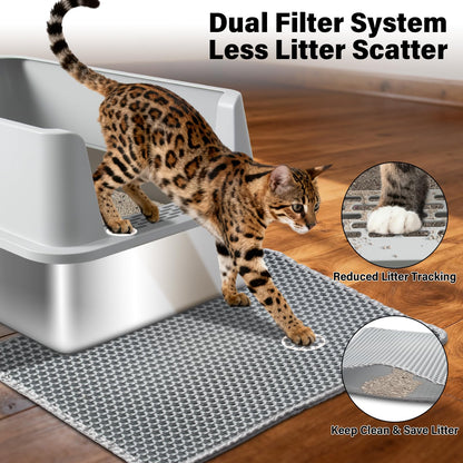 FUTAM 2Pack Stainless Steel Litter Box, XL Extra Large Cat Litter
