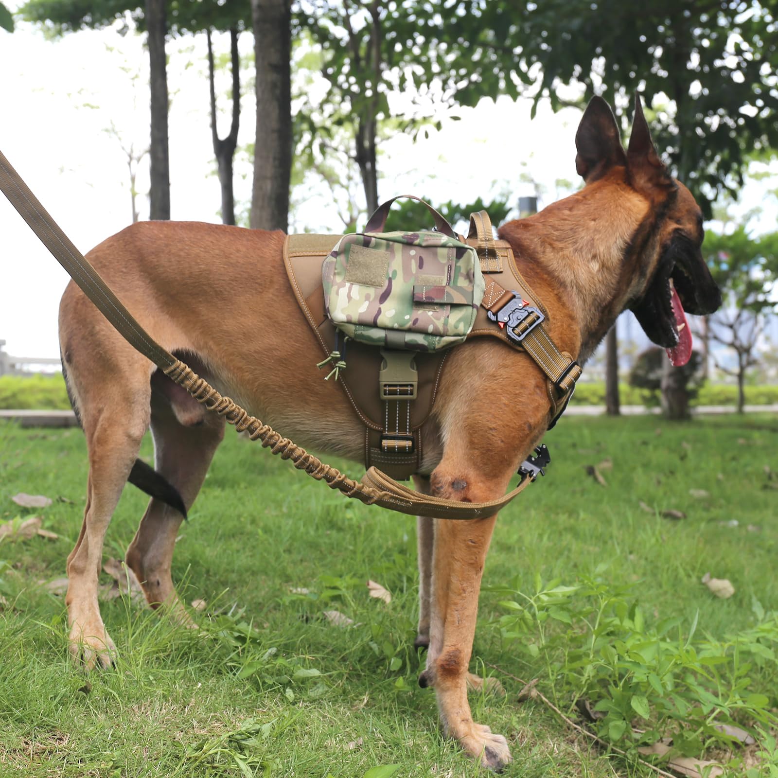 ICEFANG Tactical Dog Harness, Large Size,2X Metal Buckle,Working Leash