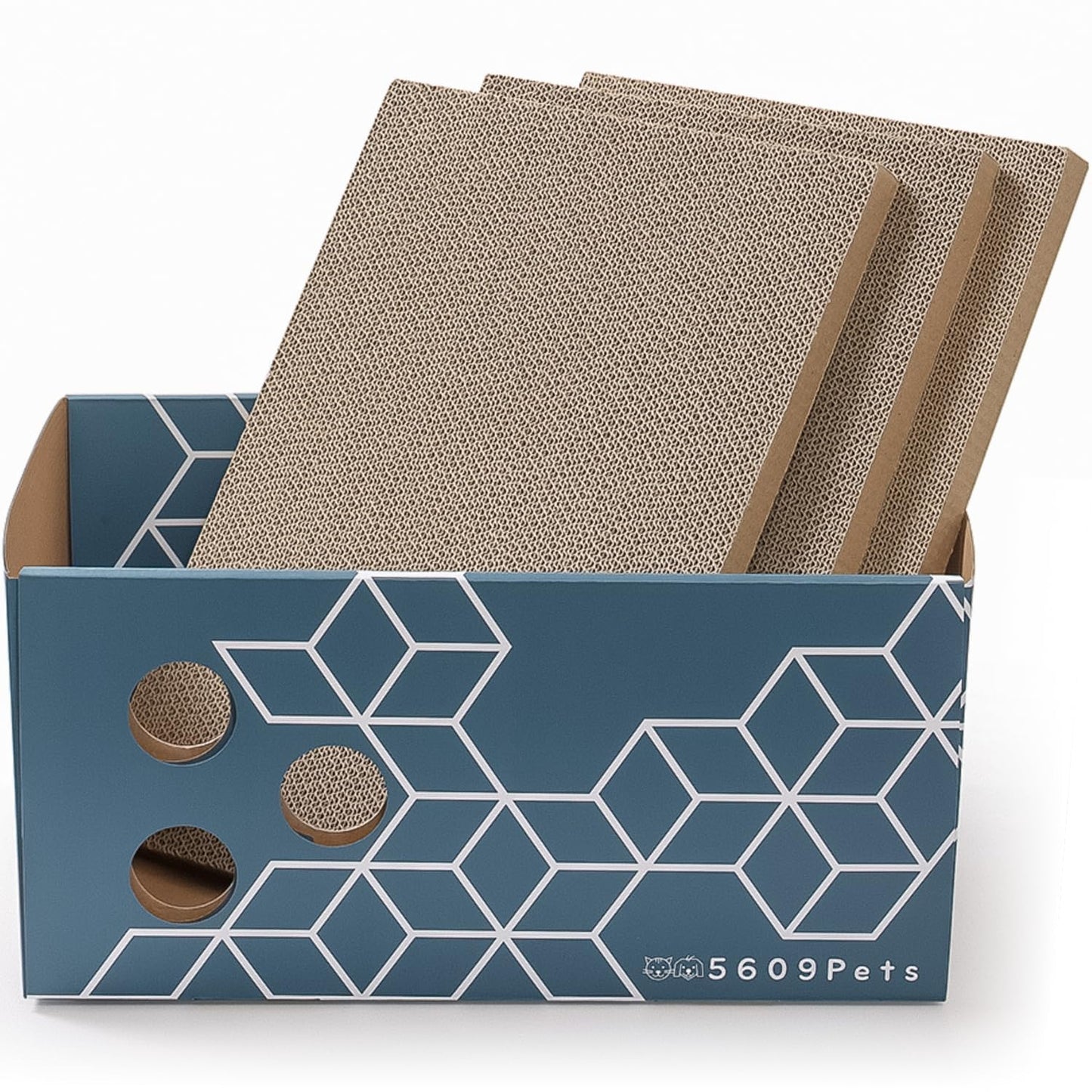 5609PETS Cat Scratching Box with 3 Refillable Double-Sided Pads