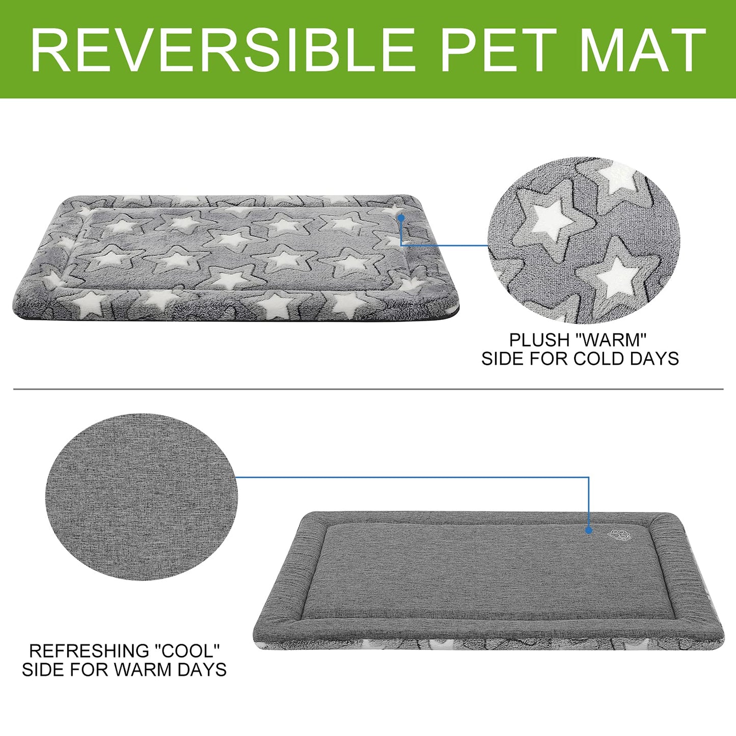 EMPSIGN Fancy Dog Bed Mat, Pet Bed Pad Reversible (Cool Warm), Bed